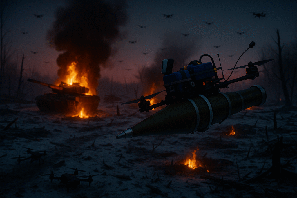 tanks destroyed by drone swarm.