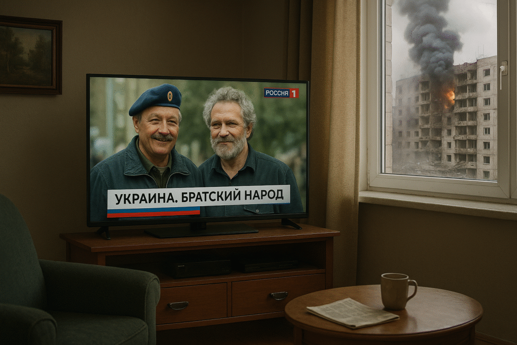 Russian state TV praises “Ukrainian brotherhood” while smoke rises from a burning apartment block outside the window. Why Russia Can’t ‘Grozny’ Ukraine.