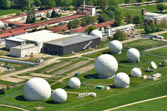 Radome of Fernmeldeverkehrstelle des Bundesnachrichtendiensts (BND-Code-Name: Hortensien III, short: 3D30). Till 2004, the system at Bad Aibling Station was part of the NSA ECHELON-Network.
