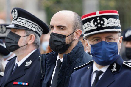 Remembrance ceremony for French police employee victim of knife attack, Rambouillet, France - 30 Apr 2021 DGSI